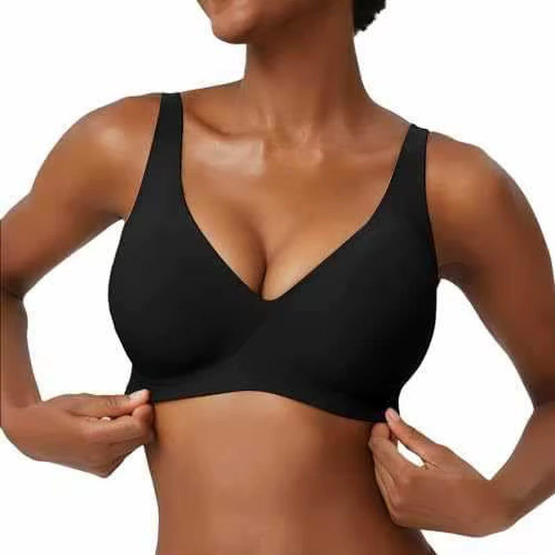 Women'S Seamless Pink Leopard Print Bra Wire-Free Bra Full Cup Soft Thin Mold Support Breathable and Beauty Deep V plus up Bra